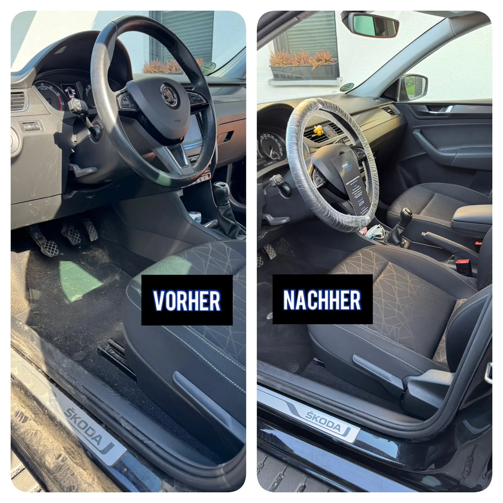Vorher-Nachher Vergleich einer Innenraumreinigung